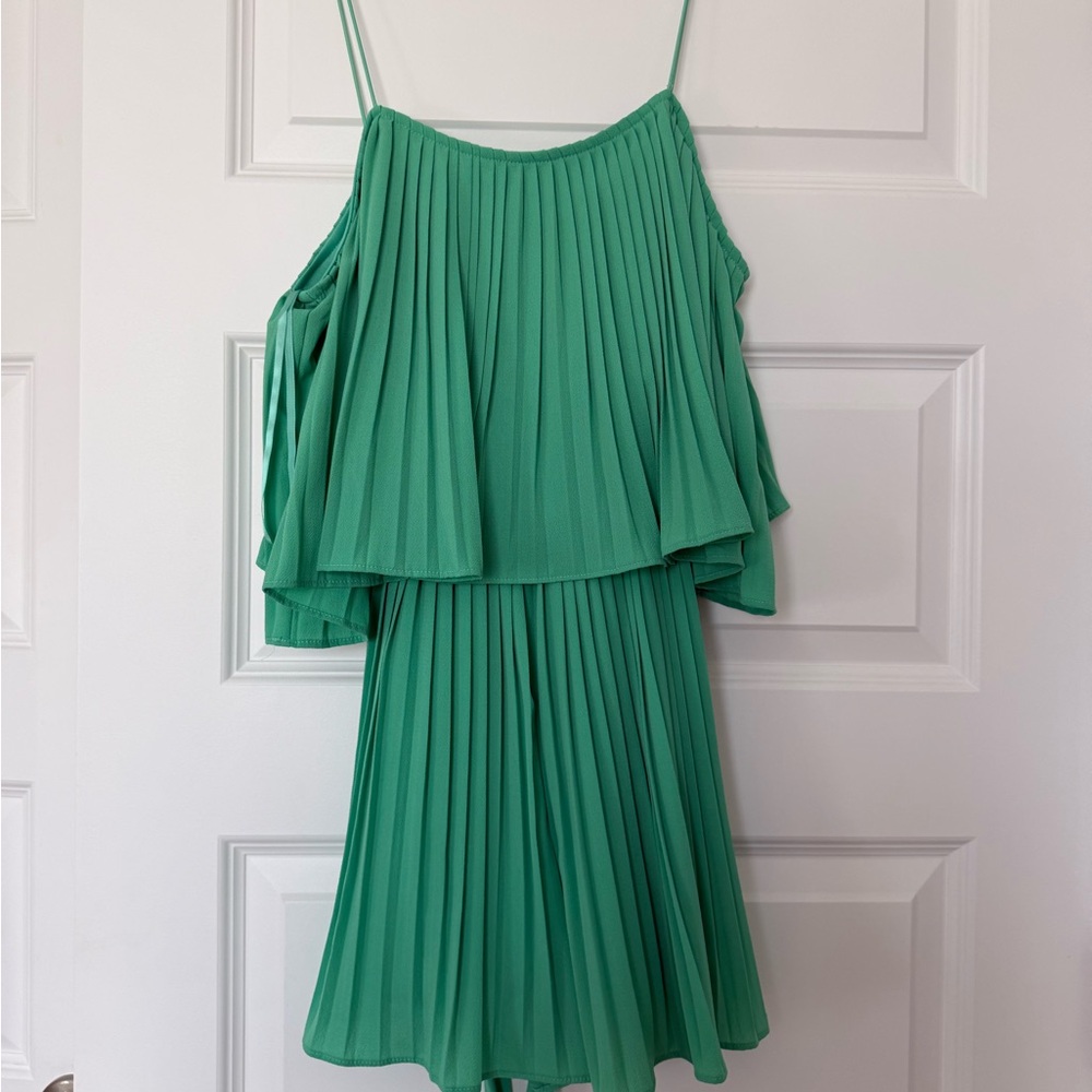 She + Sky Mint Green Pleated Sleeveless romper